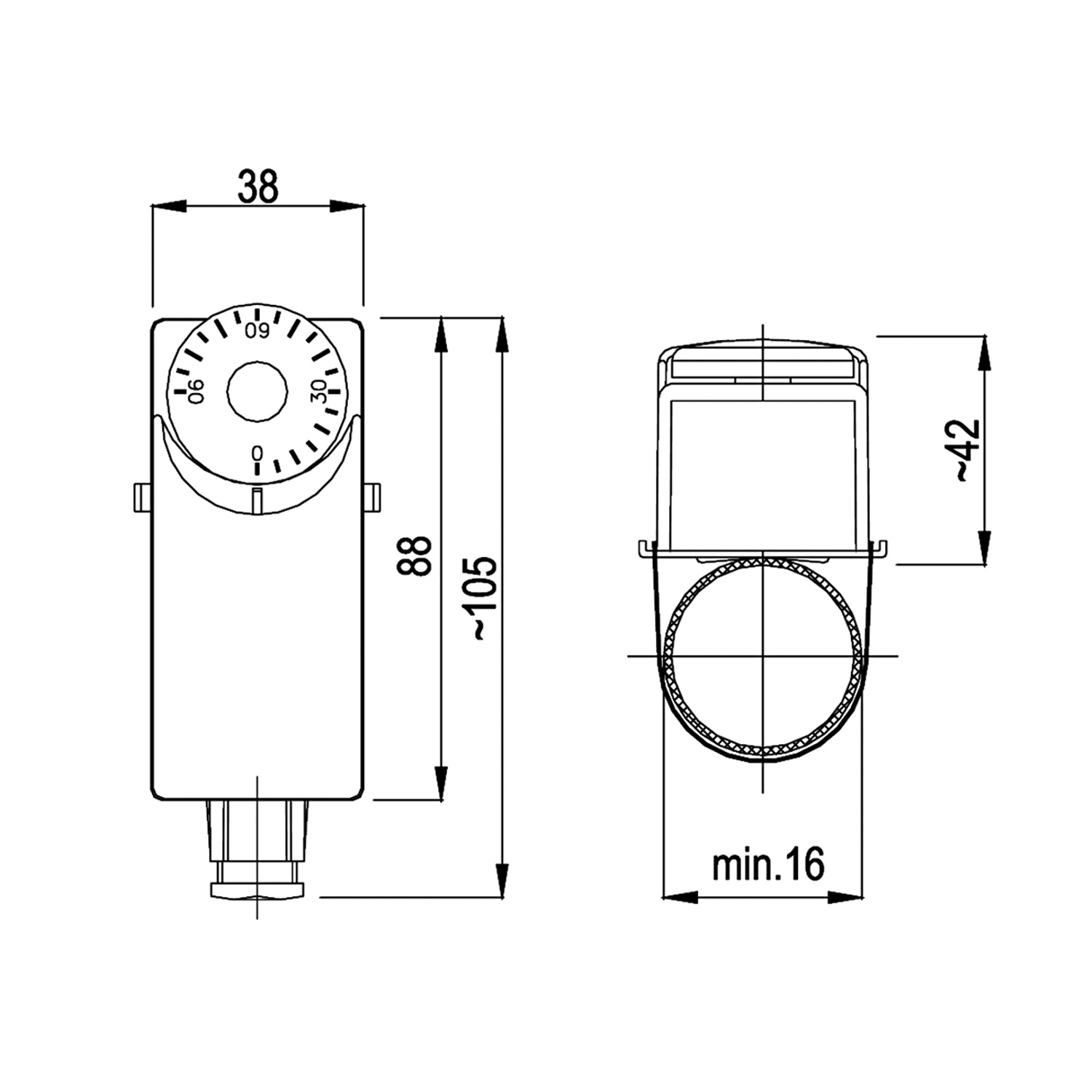 Gehäuse-Anlegethermostat Afriso