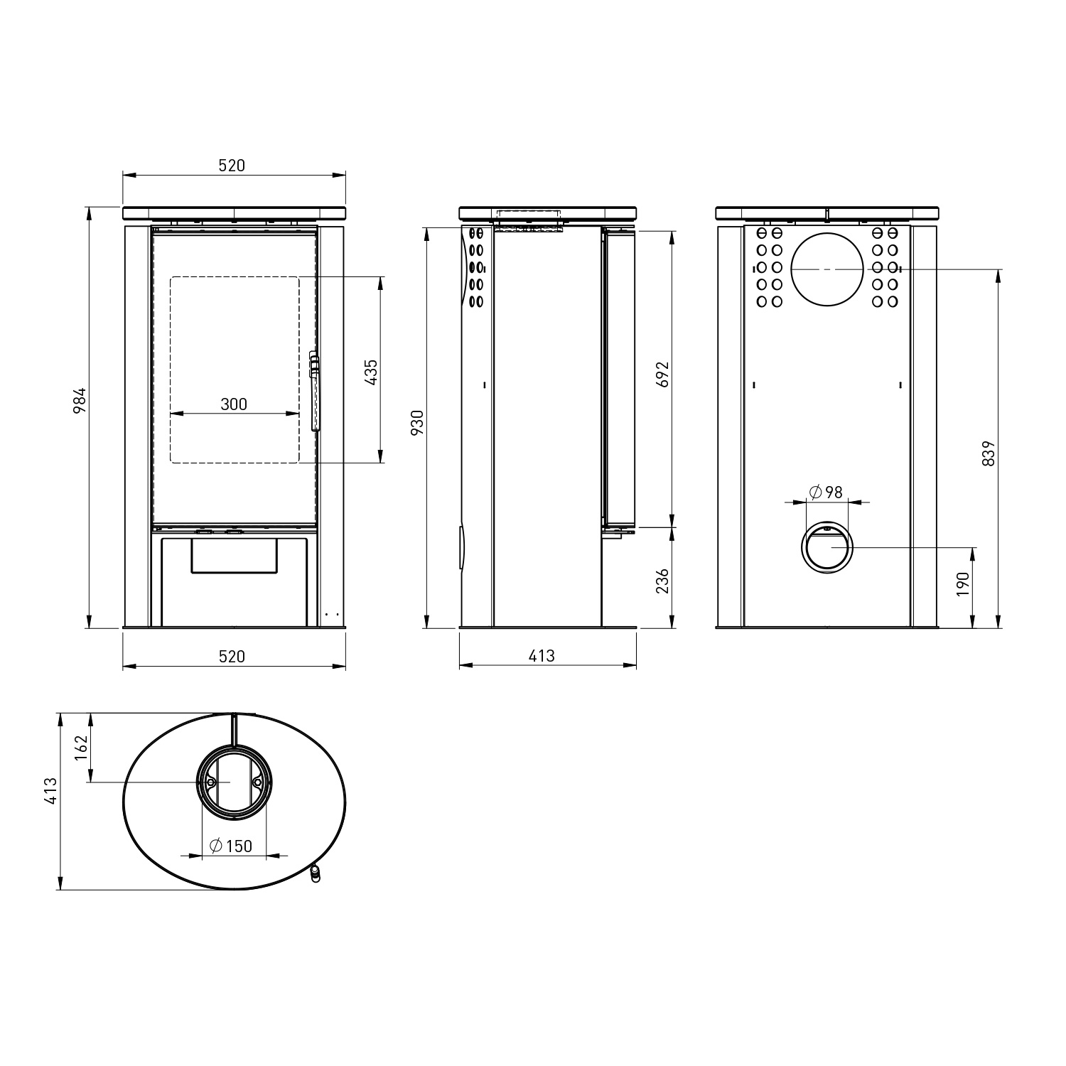 Fireplace Elite Kobe Kaminofen Keramik Schwarz