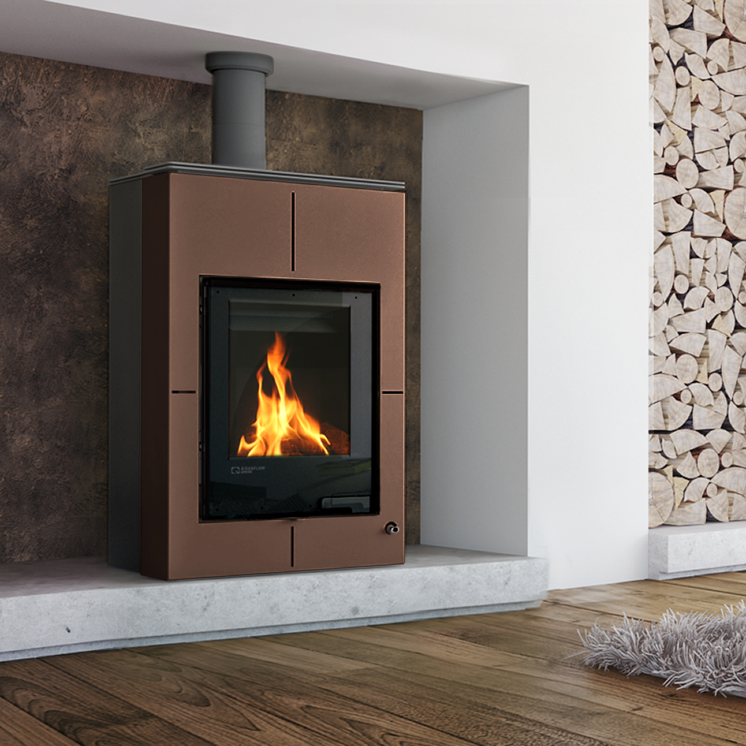 Aquaflam Vario Saporo Basic Wasserführender Kaminofen Brown 11/7 kW