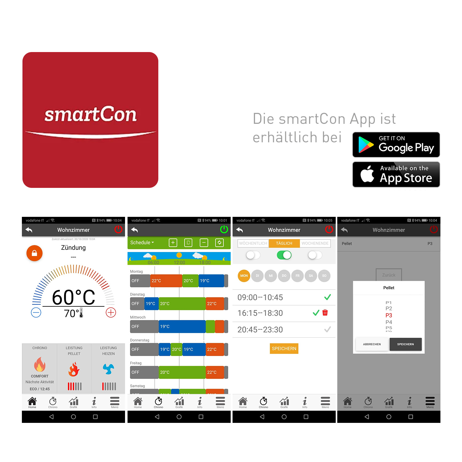 Justus smartCon-WiFi-Modul App für Pelletöfen