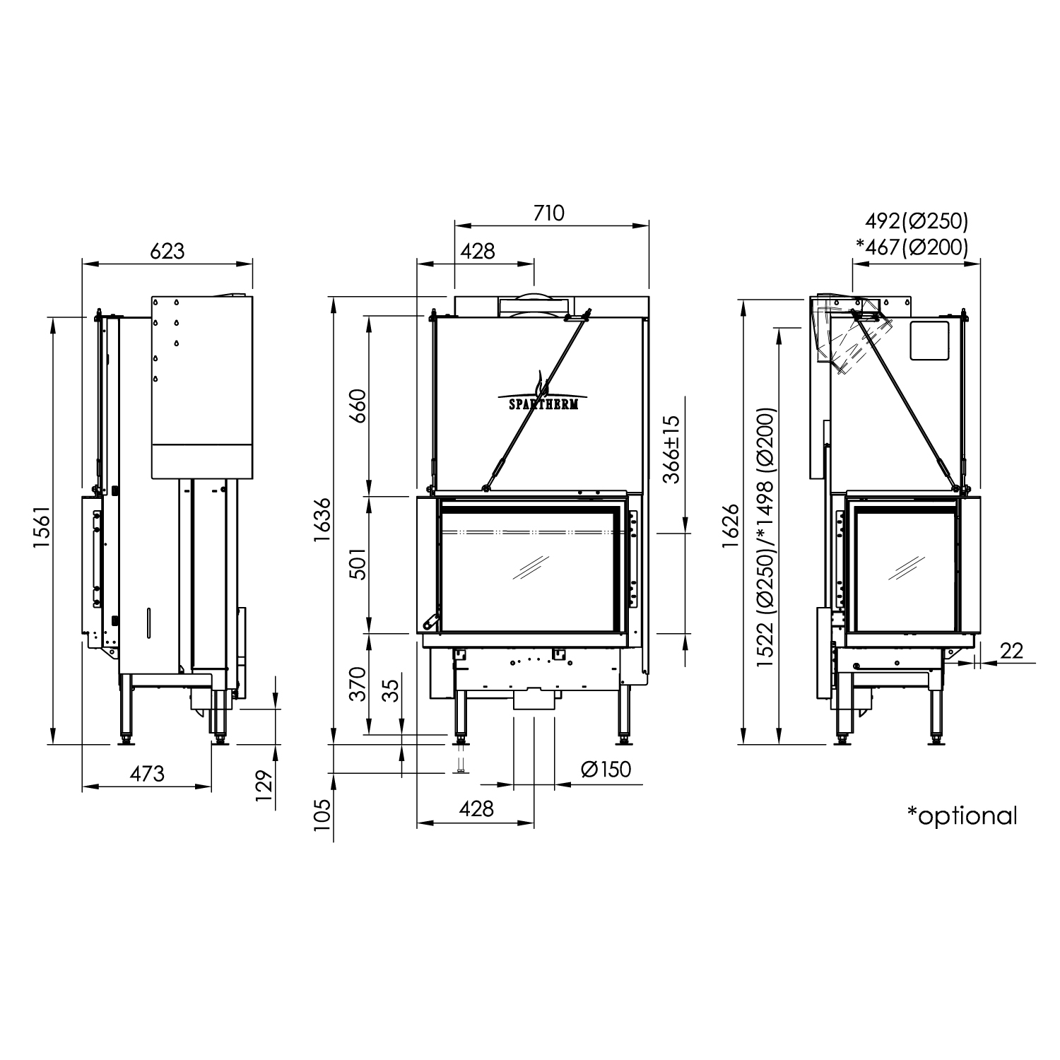 Spartherm Premium V-2L-68h Kamineinsatz RRA Ø 250 mm