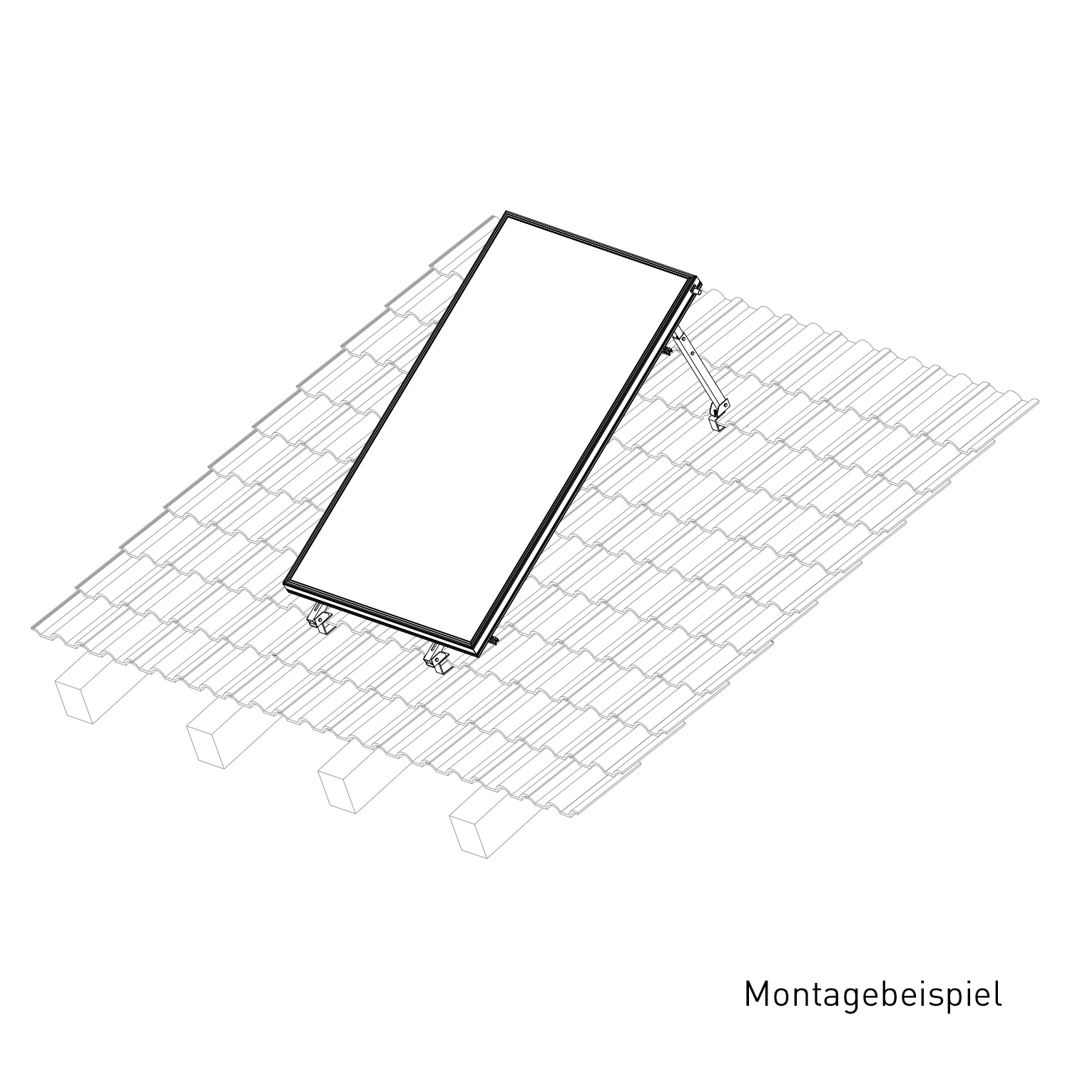 Sunex Aufdachmontageset für Schrägdach 10 bis 25 Grad für 1 Flachkollektor AMP 2.0