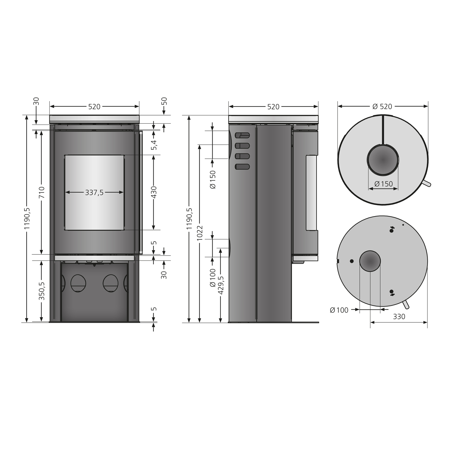 Justus Faro 2.0 Kaminofen Stahl Schwarz