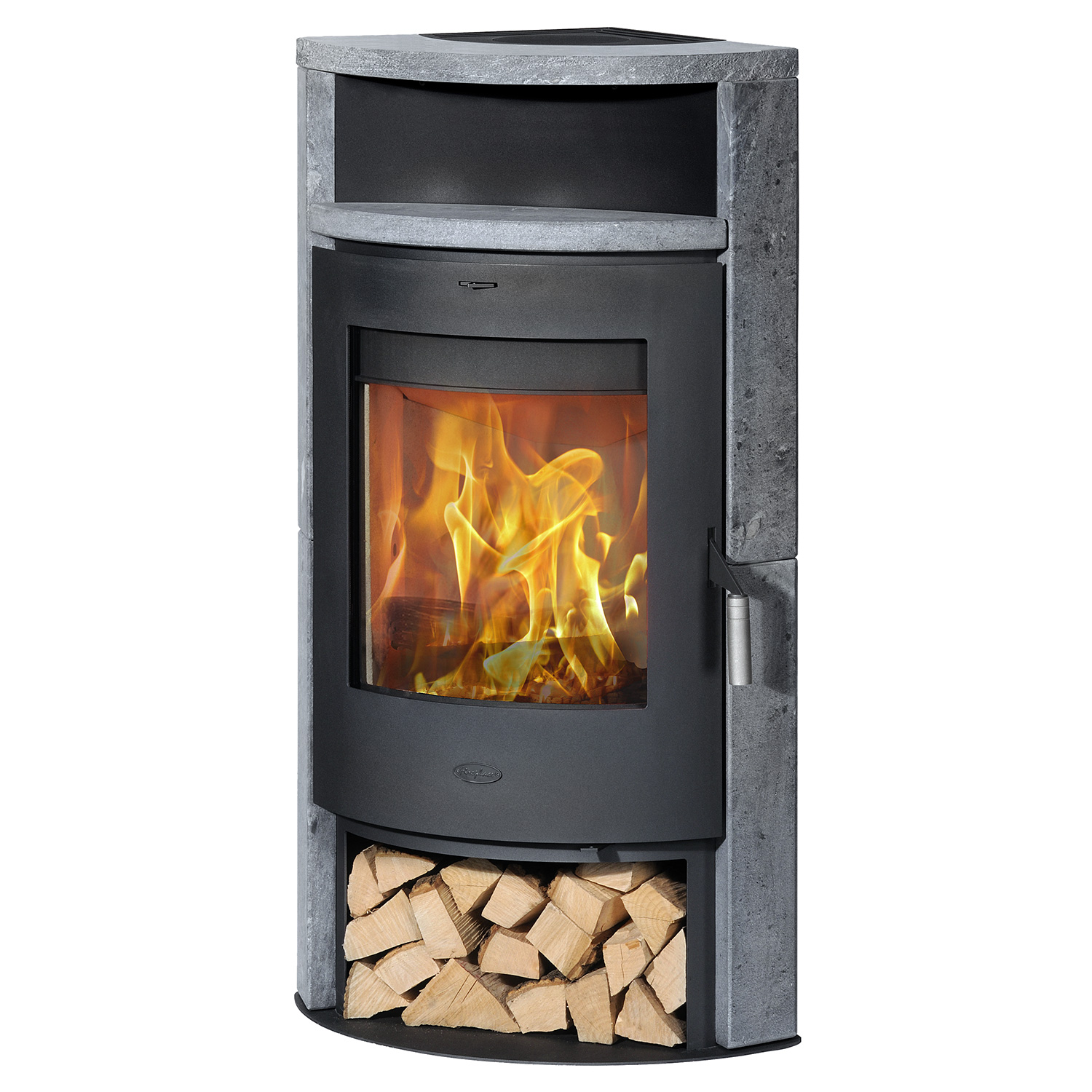 Fireplace Samba Eckkaminofen Stahl Schwarz Speckstein