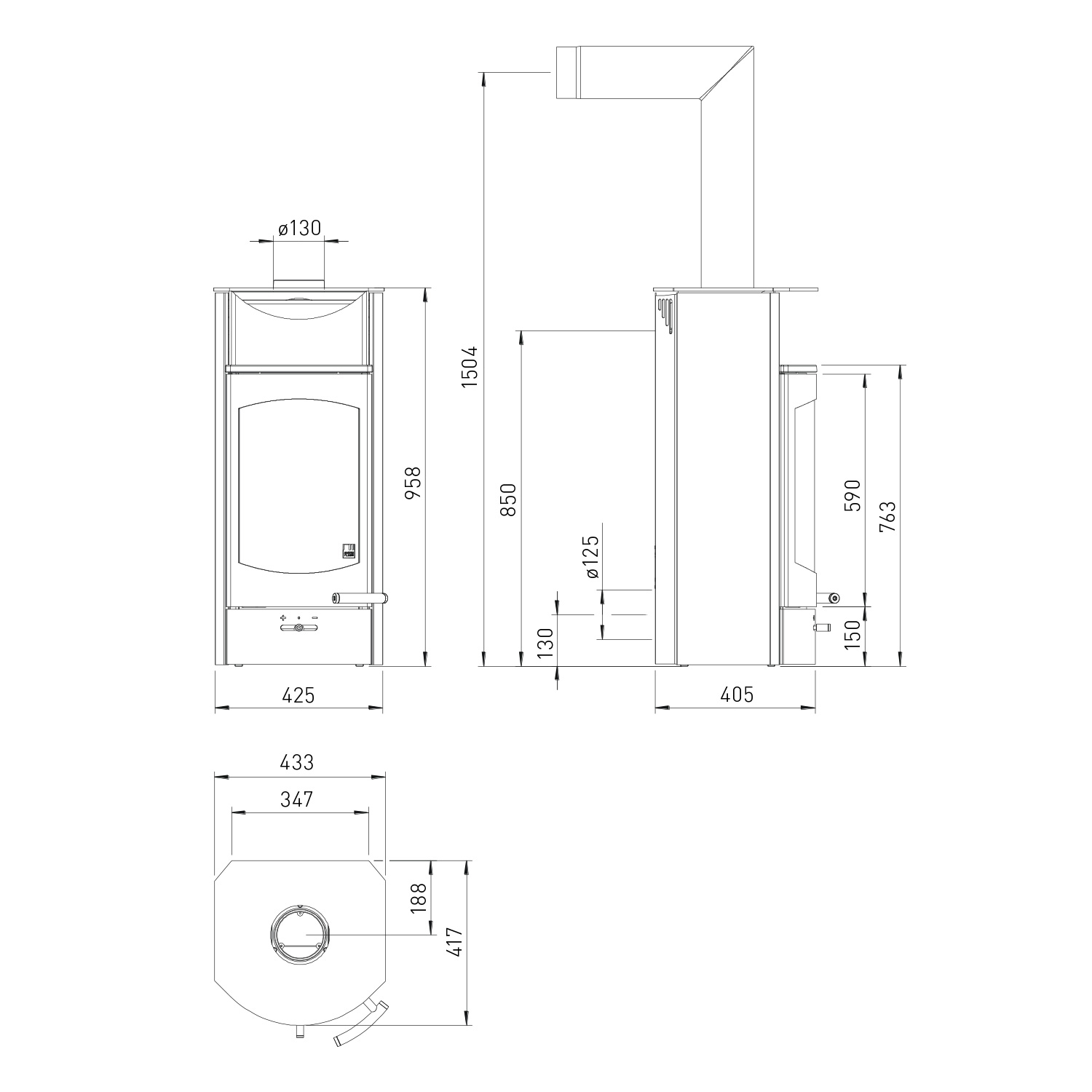 Austroflamm Flok 2.0 Kaminofen Stahl Schwarz, RR oben + 1 m³ Kaminholz gratis