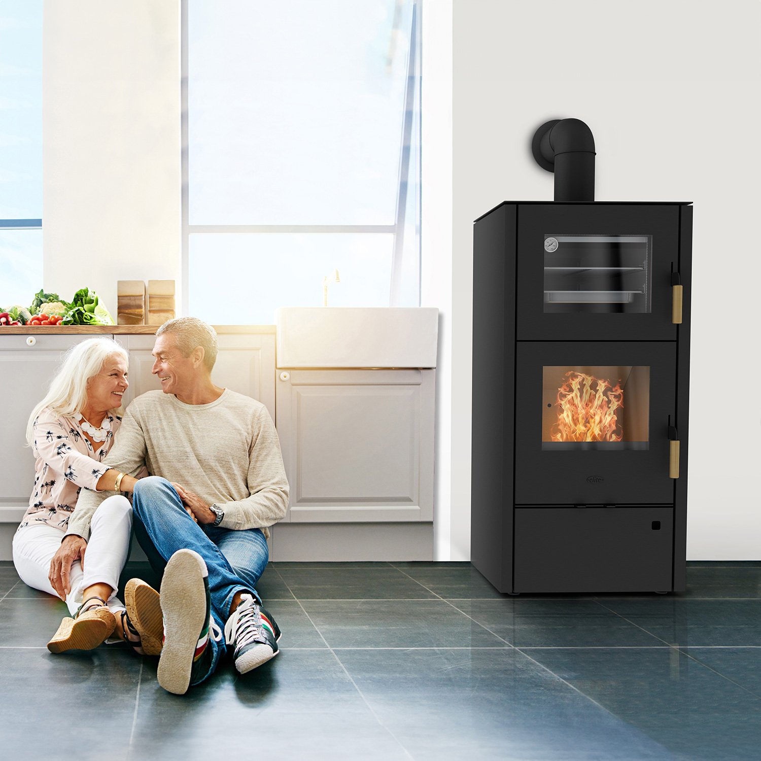 Fireplace Elite Inda Kaminofen Stahl Schwarz + 1 m³ Kaminholz gratis