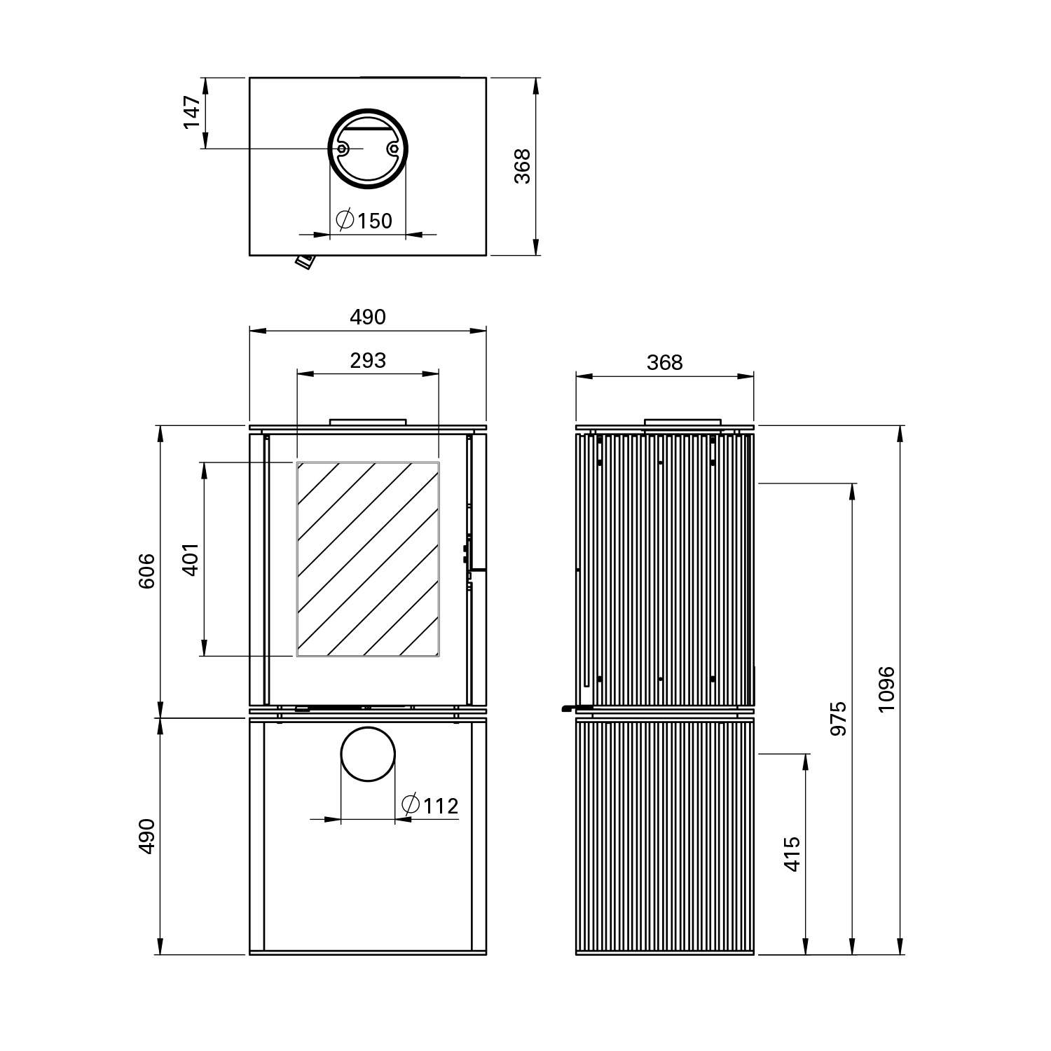 Schmitzker Cuby Stripe Kaminofen