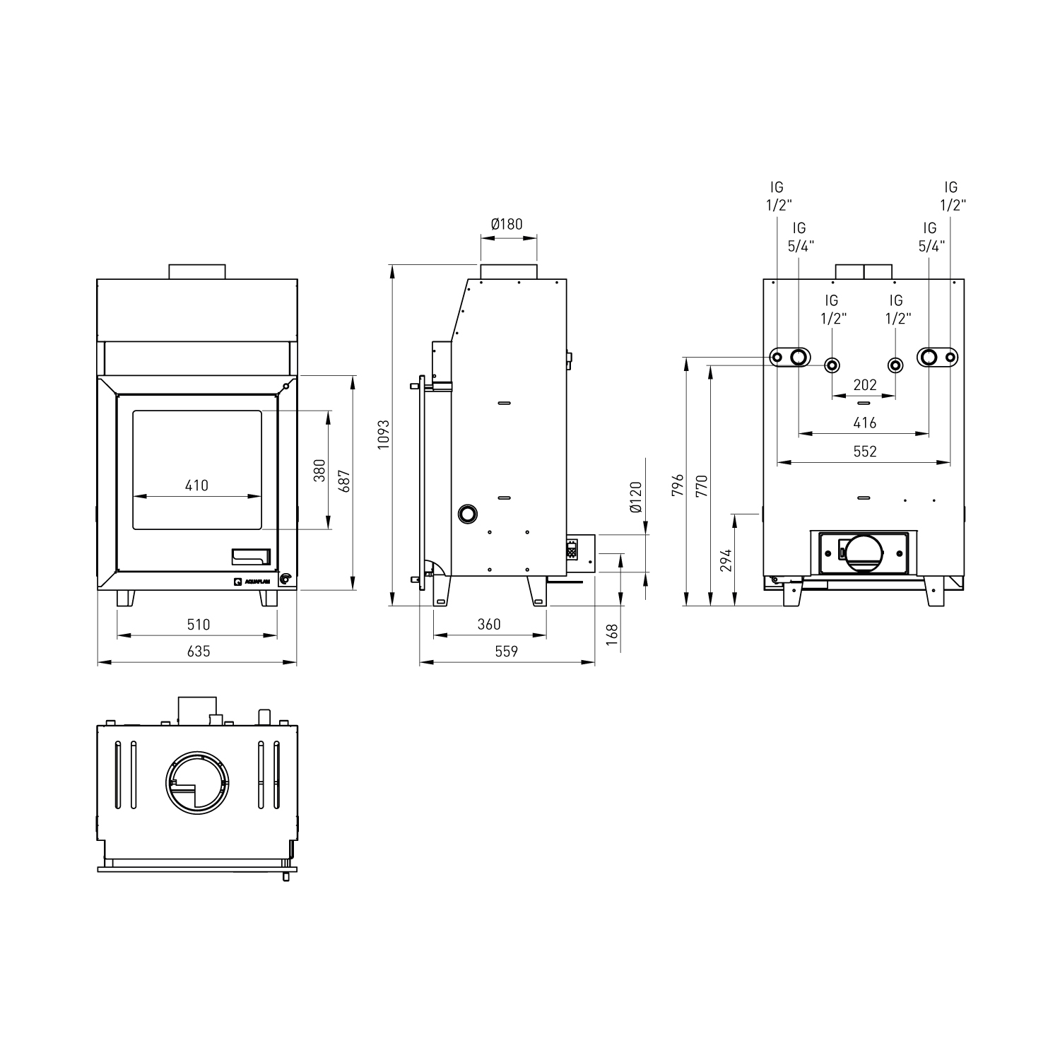 Aquaflam 17 Flat Manual Wasserführender Kamineinsatz