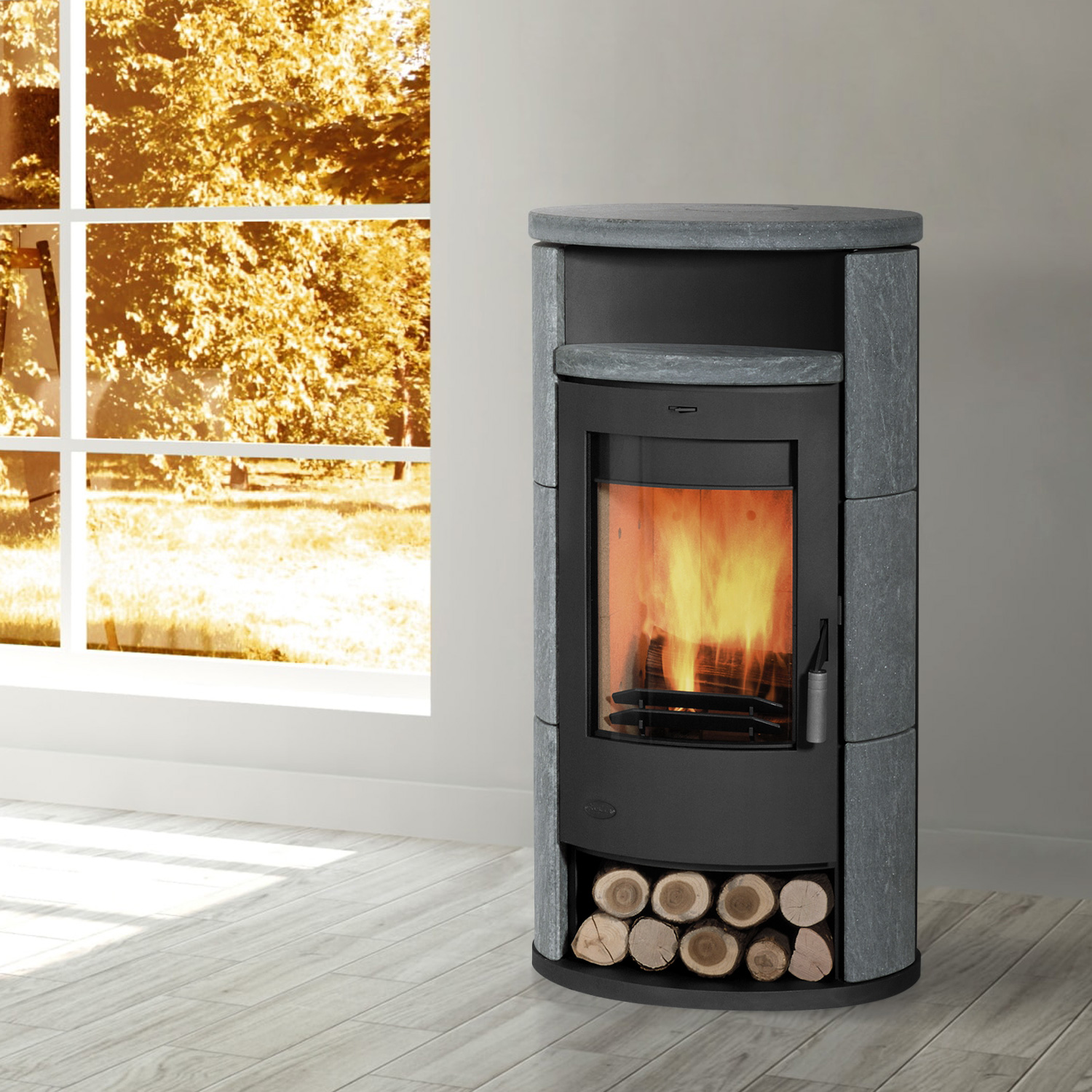 Fireplace Alicante Kaminofen Stahl Schwarz | Speckstein