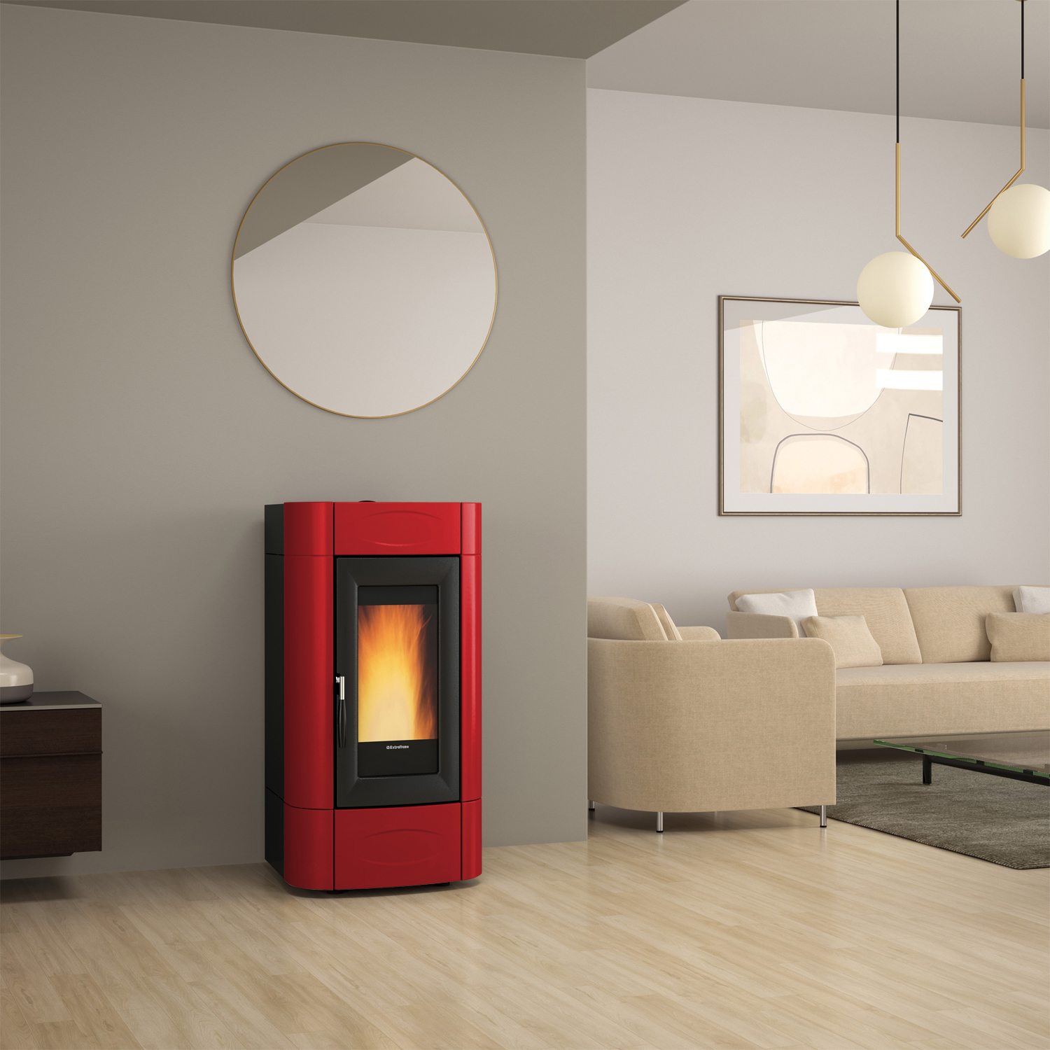 Extraflame Evolution Line Isidora Idro H16 wasserführender Pelletofen Bordeaux