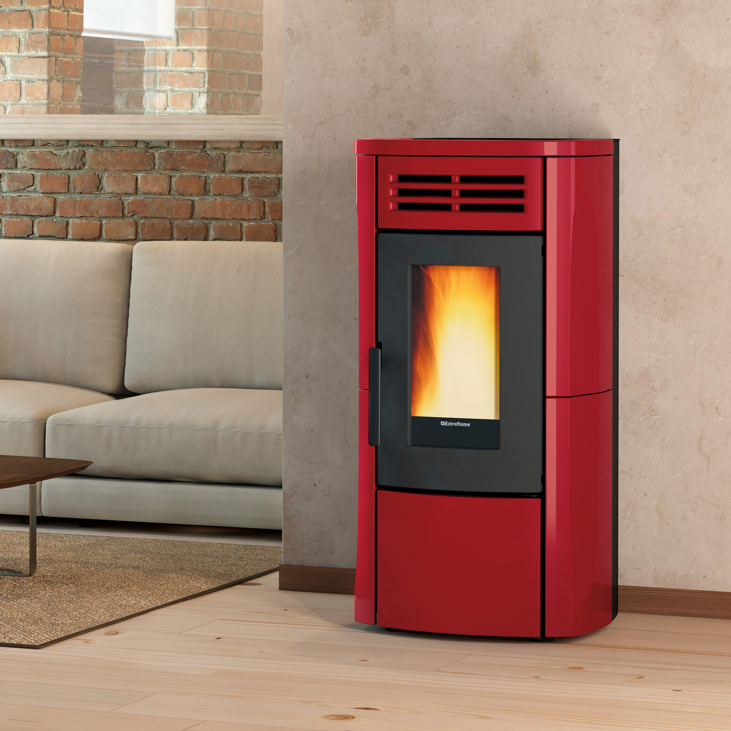 Extraflame Evolution Line Terry Plus Pelletofen Majolika Bordeaux