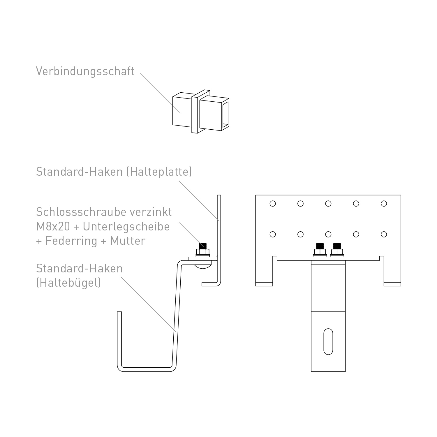 Sunex Standard Schrägdachmontageset 10-25 Grad für 2 Flachkollektoren Basicx 2.0