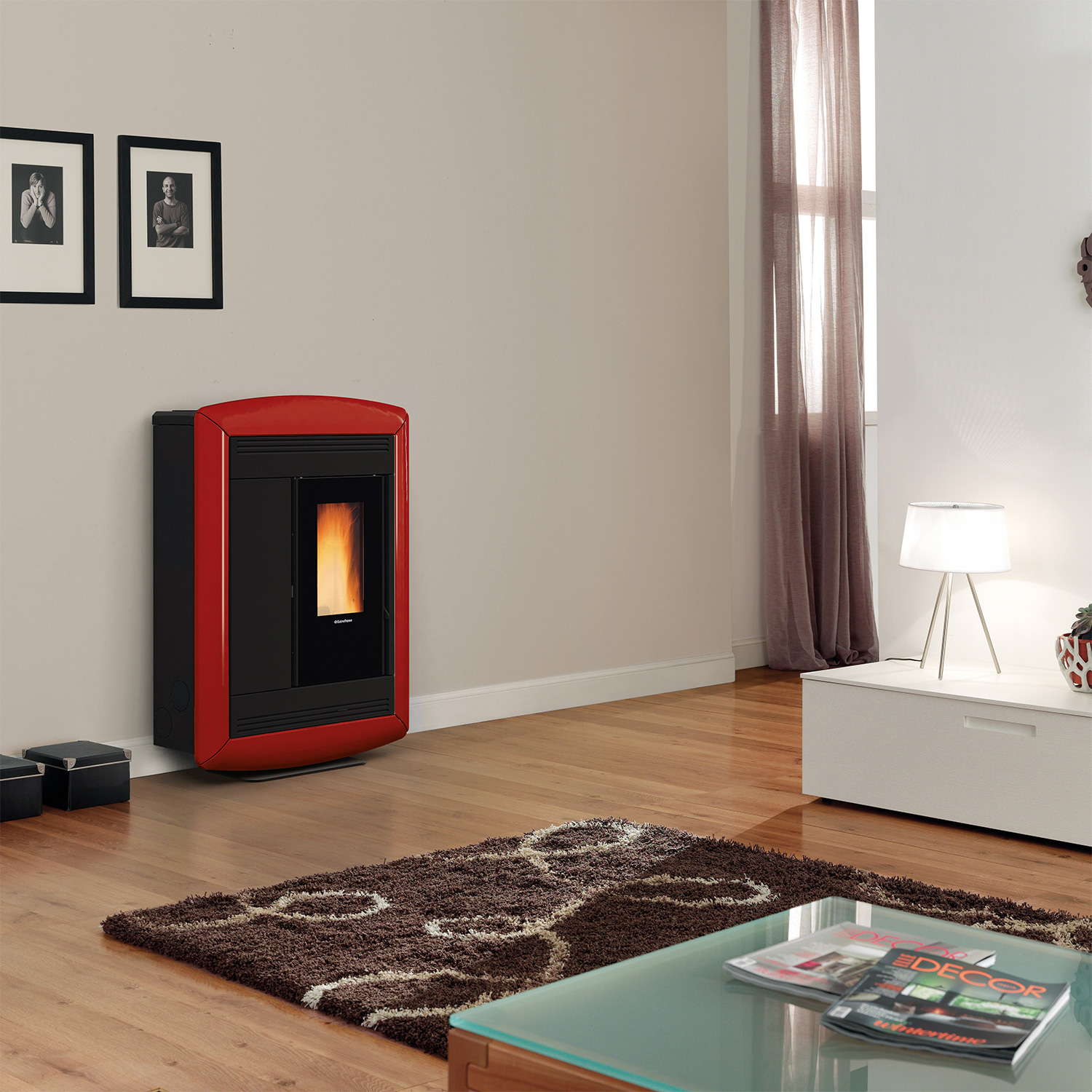 Extraflame Souvenir Lux EVO Pelletofen Majolika Bordeaux