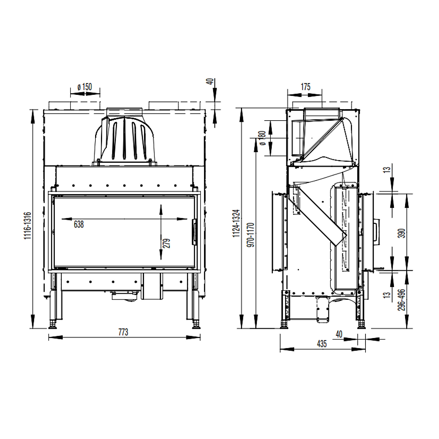 Austroflamm 75x39 K II 2.0 Kamineinsatz Tunnel