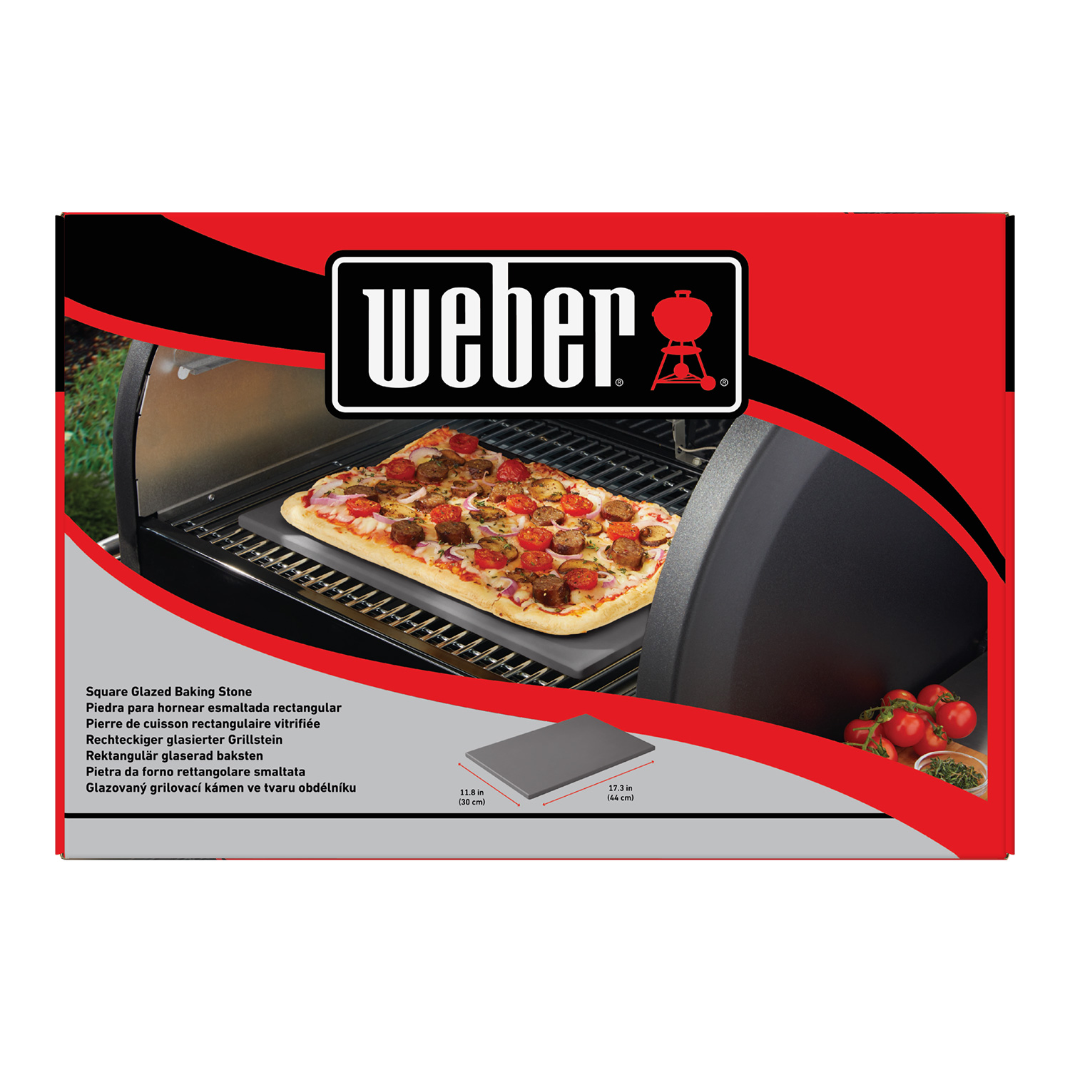 Weber Glasierter Pizzastein aus Cordierit 44 x 30 cm