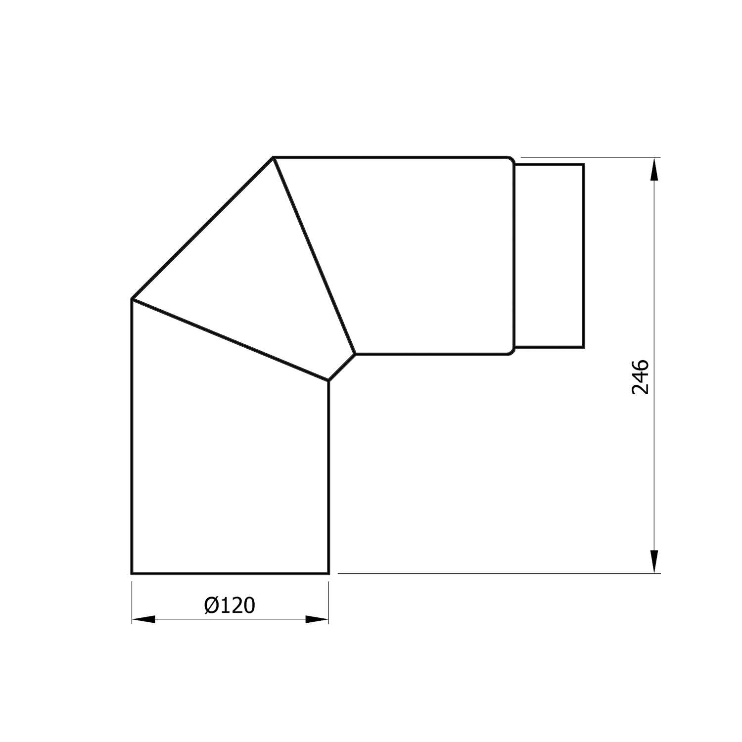 Raik Rauchrohrbogen / Ofenrohr 120mm - 90° gussgrau