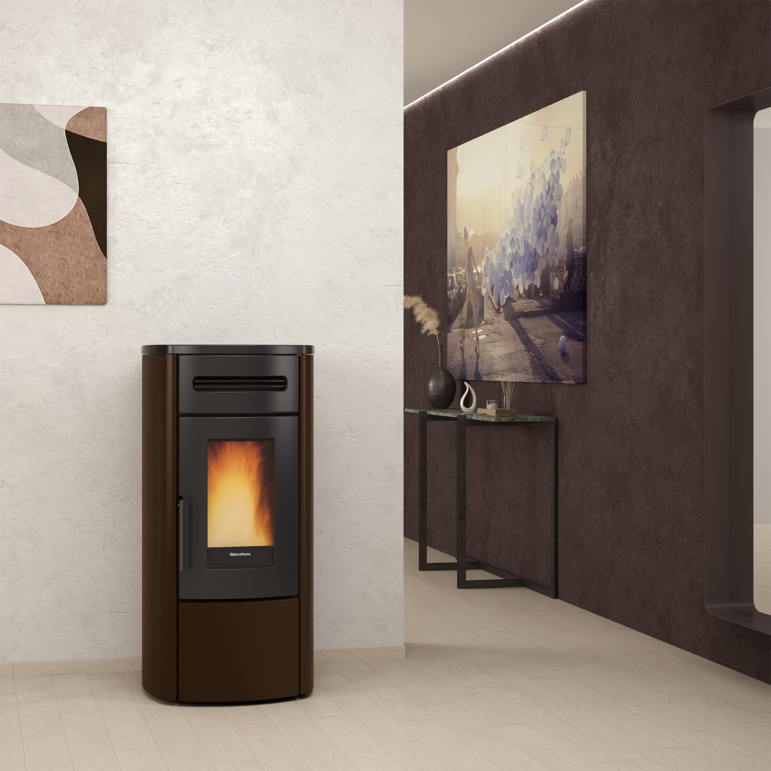 Extraflame Evolution Line Guenda Idro Wasserführender Pelletofen Stahl Bronze