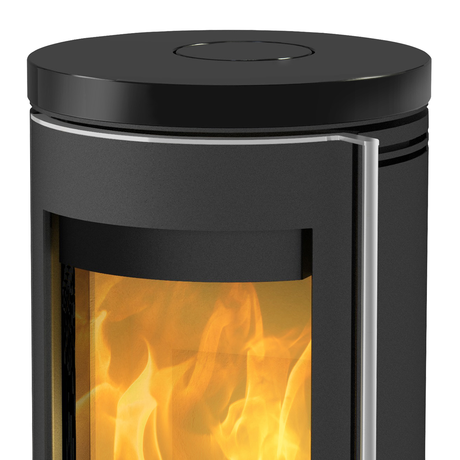 Fireplace Rondale Kaminofen Stahl Schwarz | Topplatte Keramik Schwarz