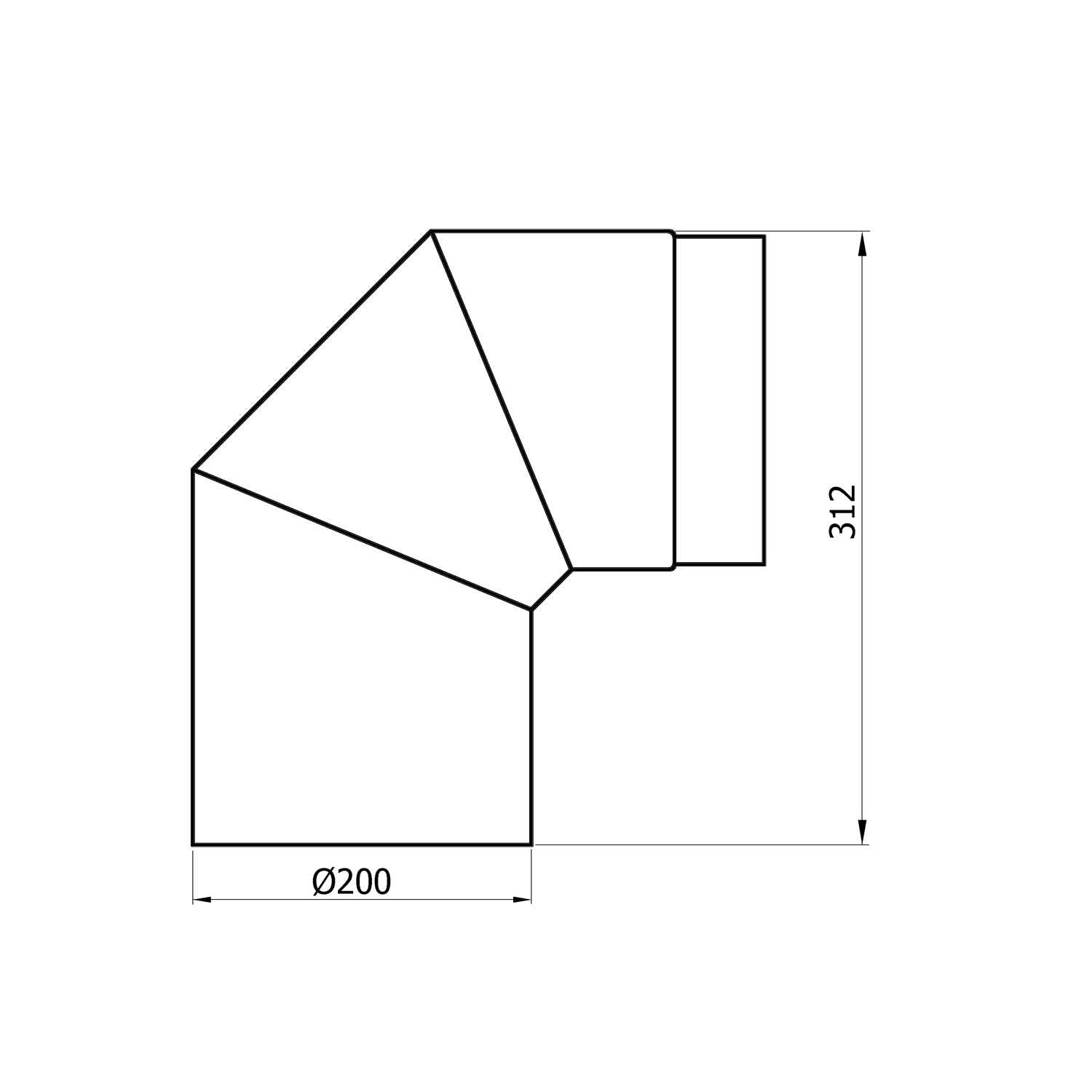 Raik Rauchrohrbogen / Ofenrohr 200mm - 90° schwarz