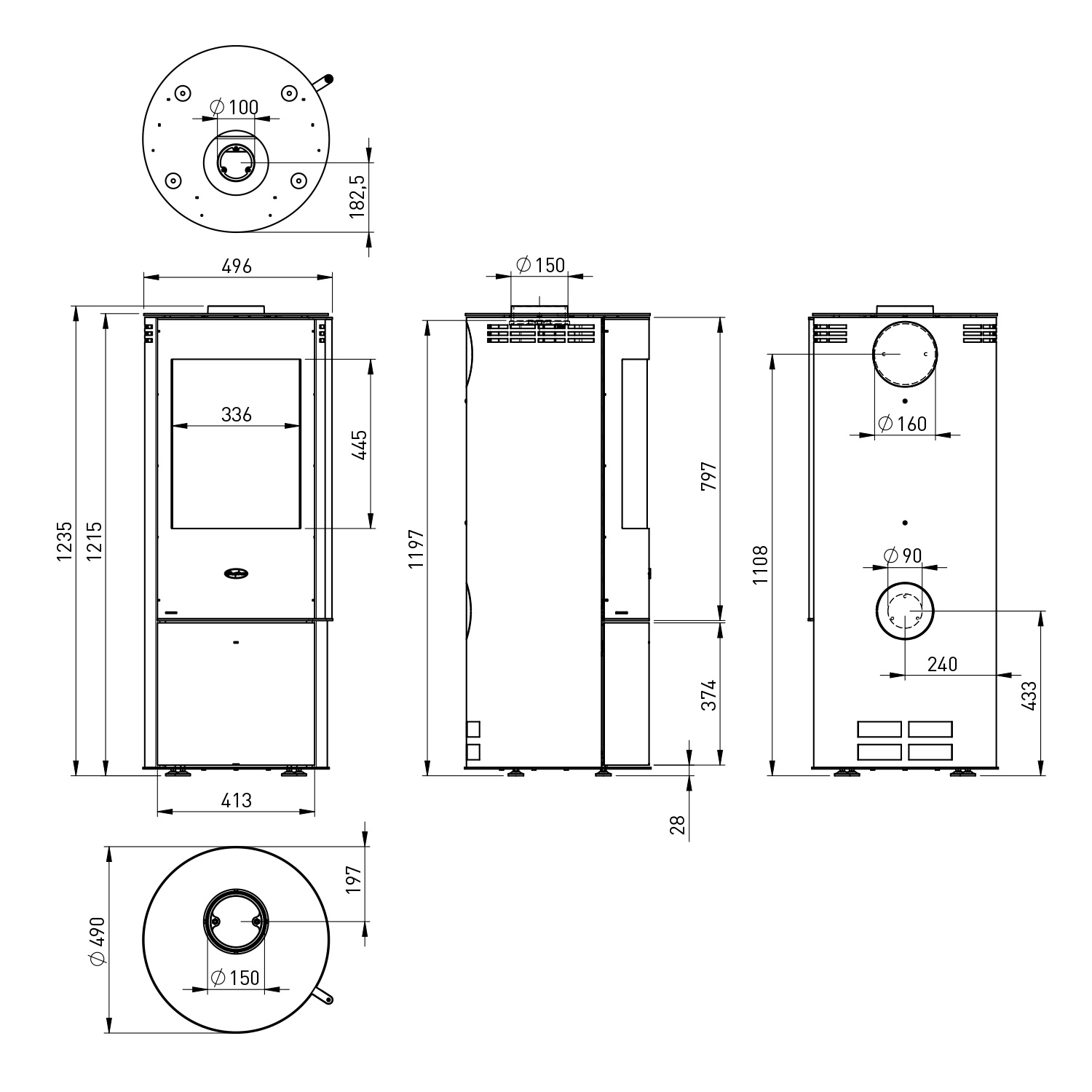 Fireplace Elite Livorno Kaminofen Glas Schwarz