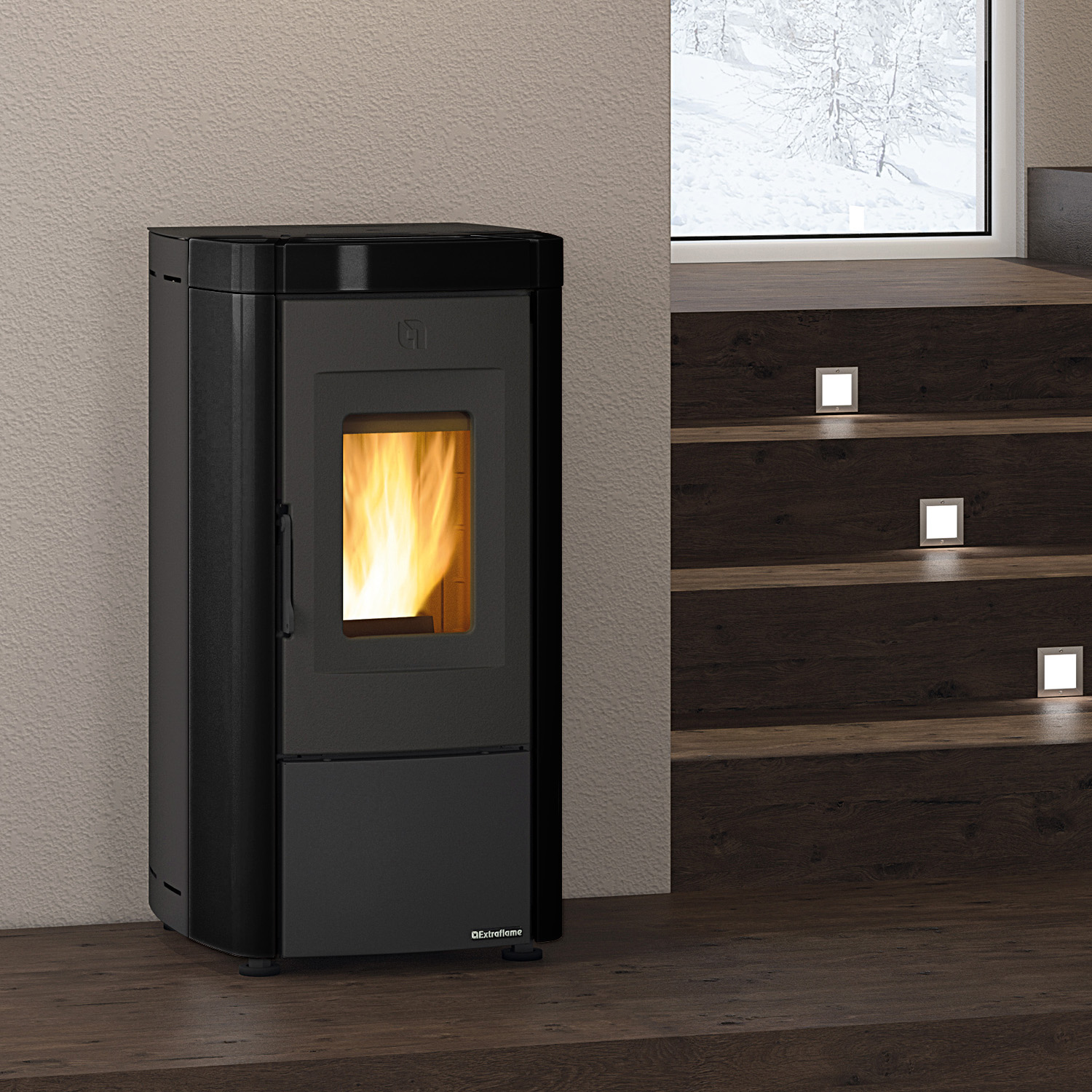 Extraflame Evolution Line Moira EVO Pelletofen Stahl Schwarz