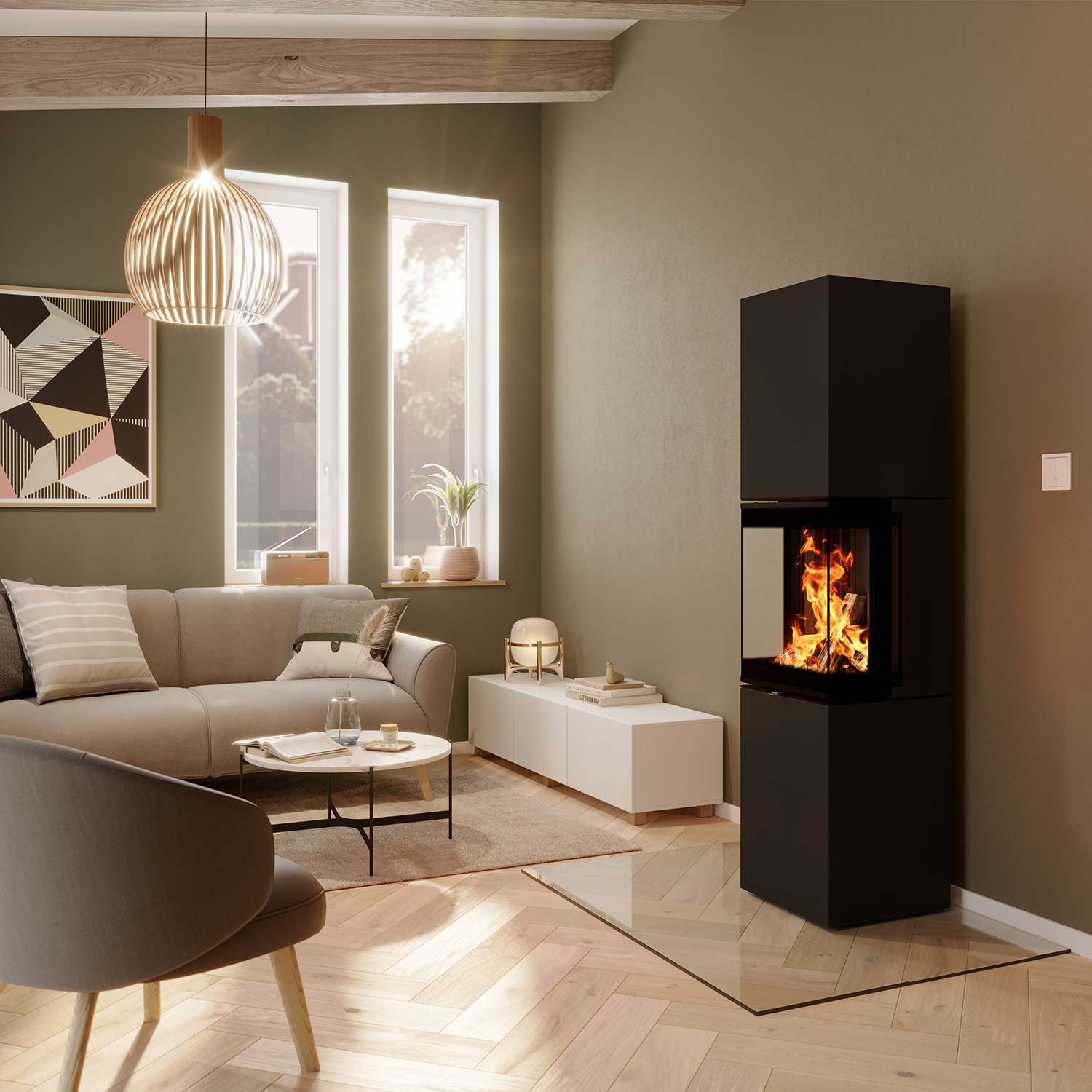 Spartherm Trico L RLU Kaminofen Nero