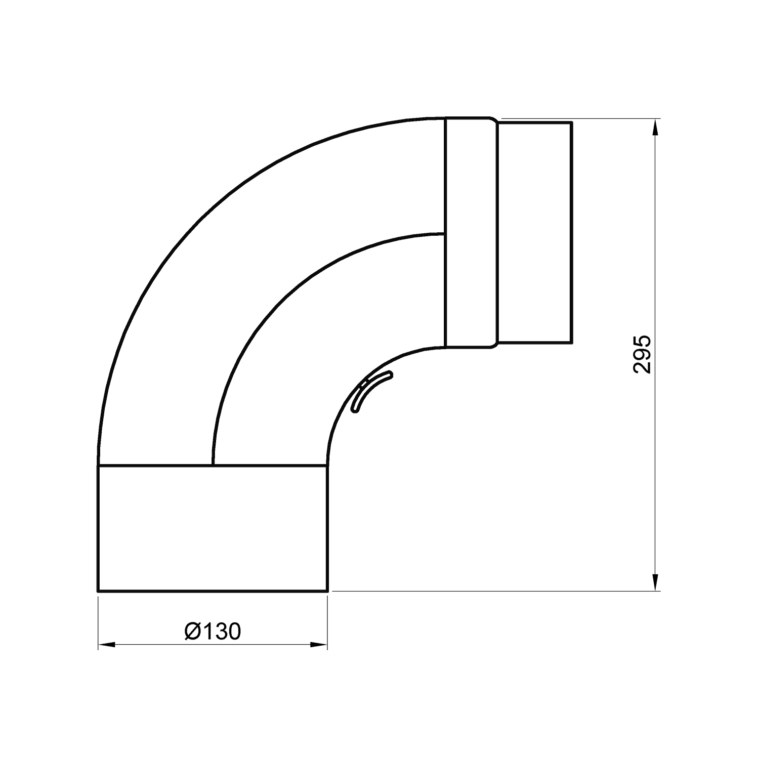 Raik Rauchrohrbogen / Ofenrohr 130mm - 90° gezogen schwarz