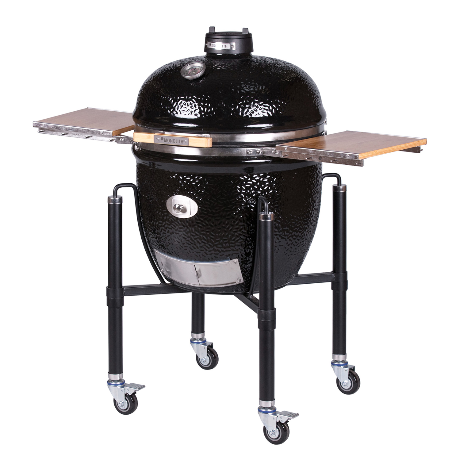 MONOLITH LeCHEF Keramikgrill PRO-Serie 2.0 Schwarz mit Gestell und Seitentischen