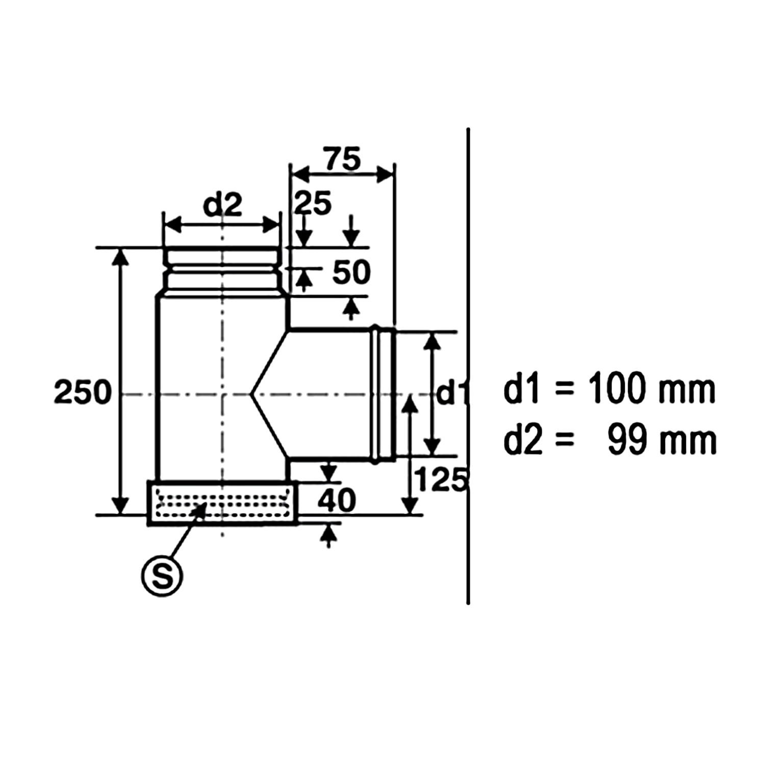 Raik Pelletrohr / Ofenrohr 100mm - Kapselknie (T-Stück)