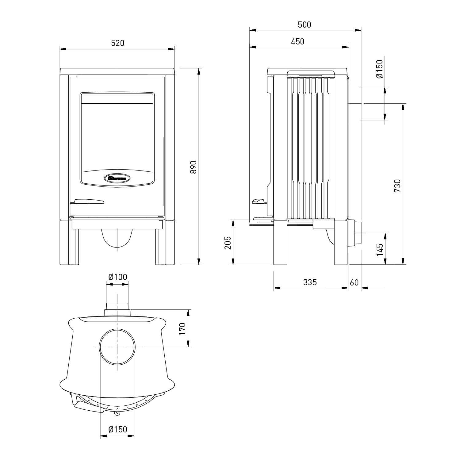 Dovre Astro 2/L Kaminofen Stahl Schwarz, Bauart 2